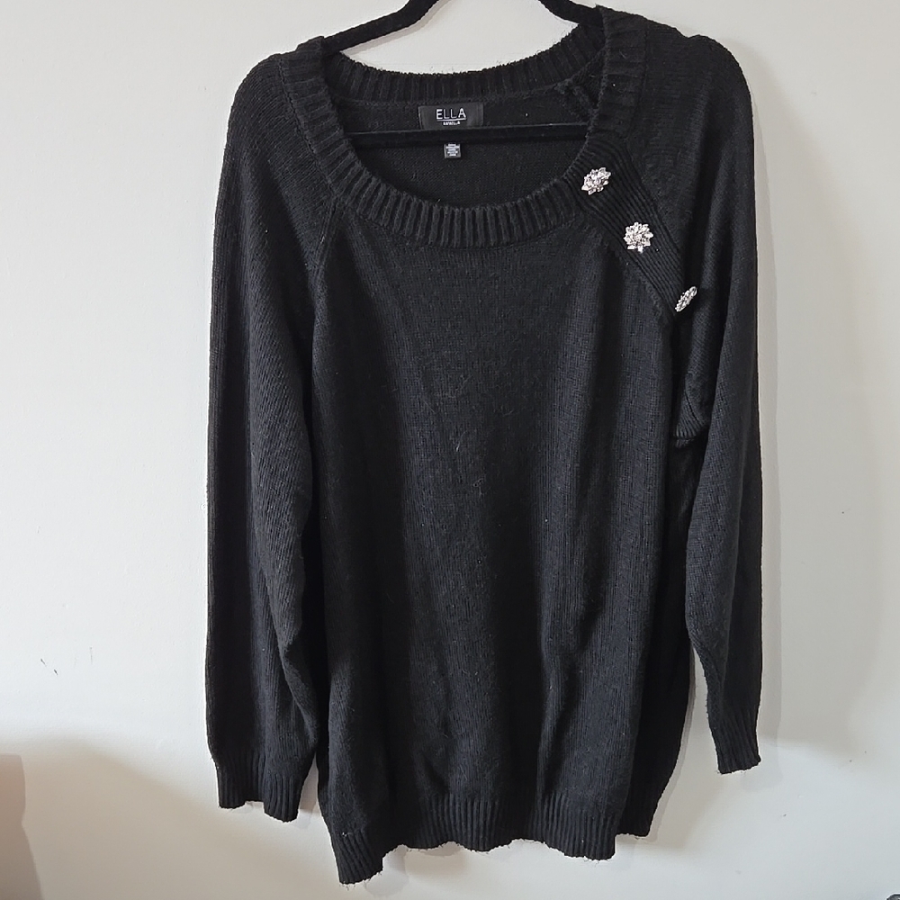 Rafaella Black Knit Crew Neck Sweater